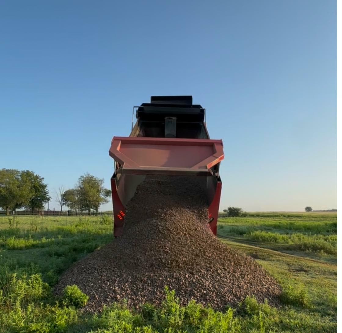 Big Project Solutions dump truck on a land clearing job in the Oklahoma City metro